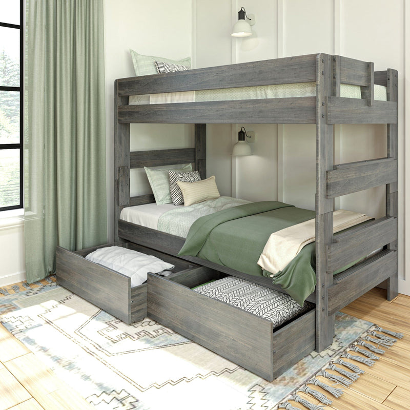 Farmhouse Twin Over Twin Bunk Bed with Storage Drawers
