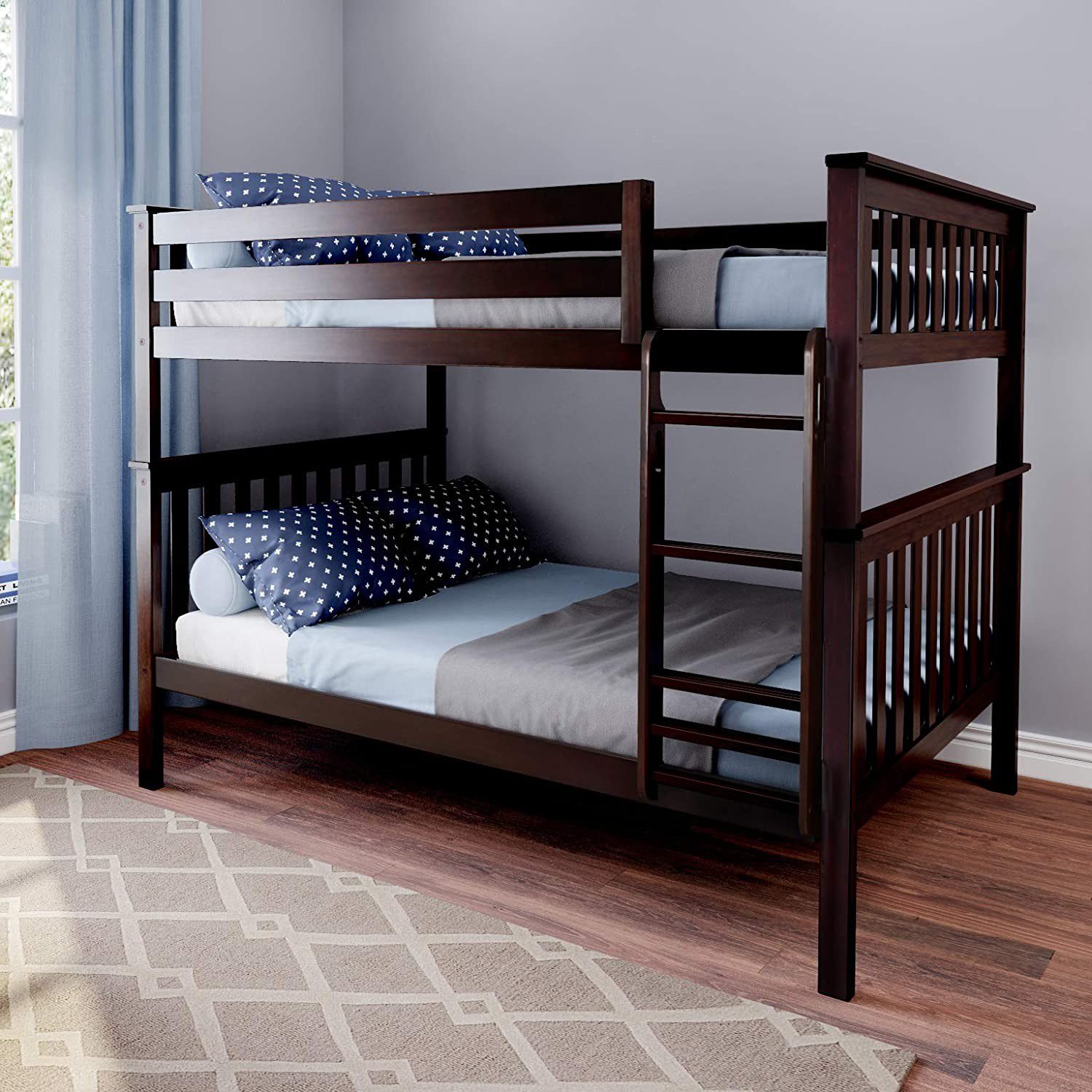 Solid Wood Full Over Full Bunk Bed in Espresso Canada