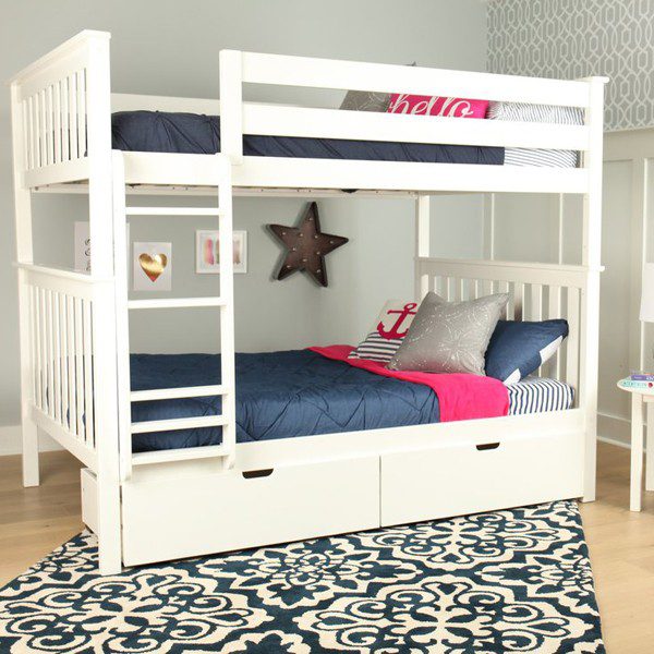 Solid Wood Full Over Full Bunk Bed with Storage view 3