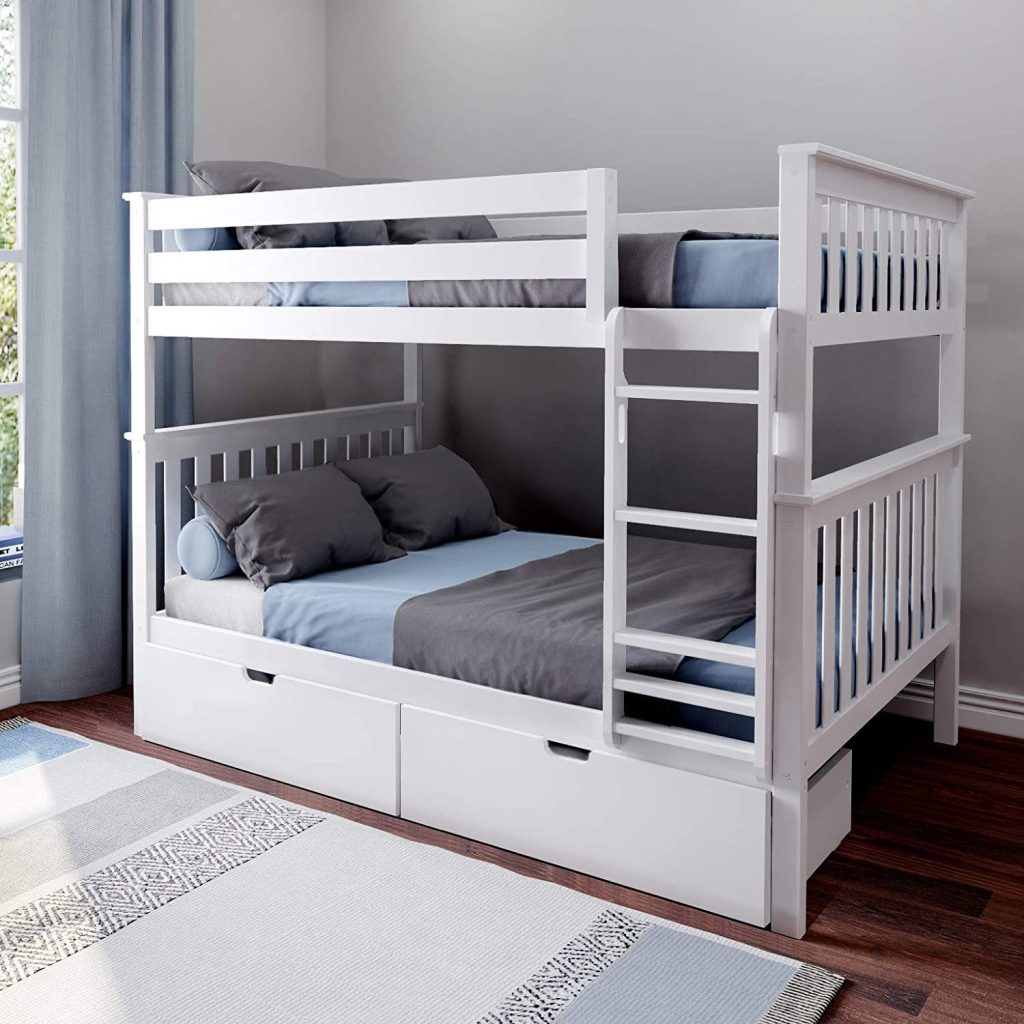 Solid Wood Full Over Full Bunk Bed with Storage