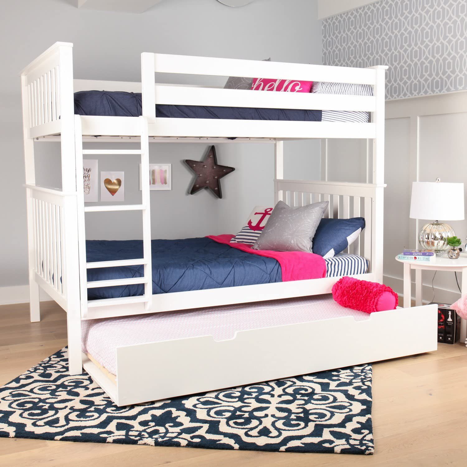 Solid Wood Full Over Full Bunk Bed with Trundle view 4