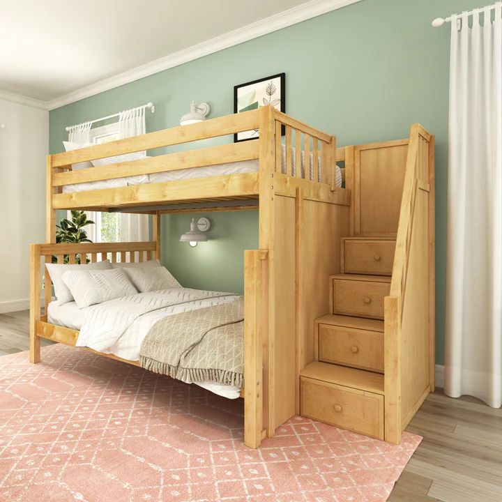 Premium Full XL Over Queen Bunk Bed with Staircase