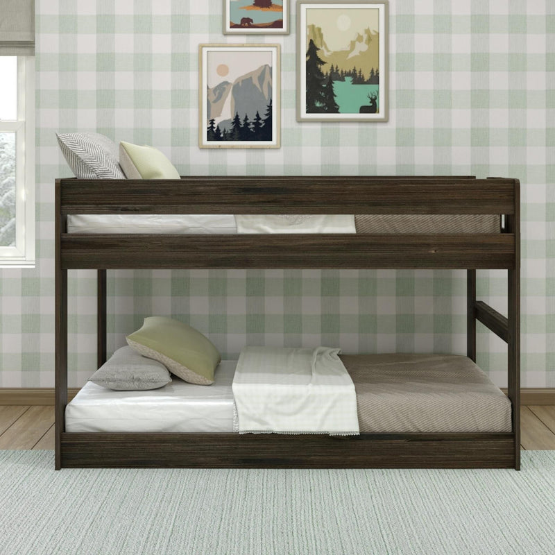 Mid-Century Modern Twin Over Twin Low Bunk Bed view 2