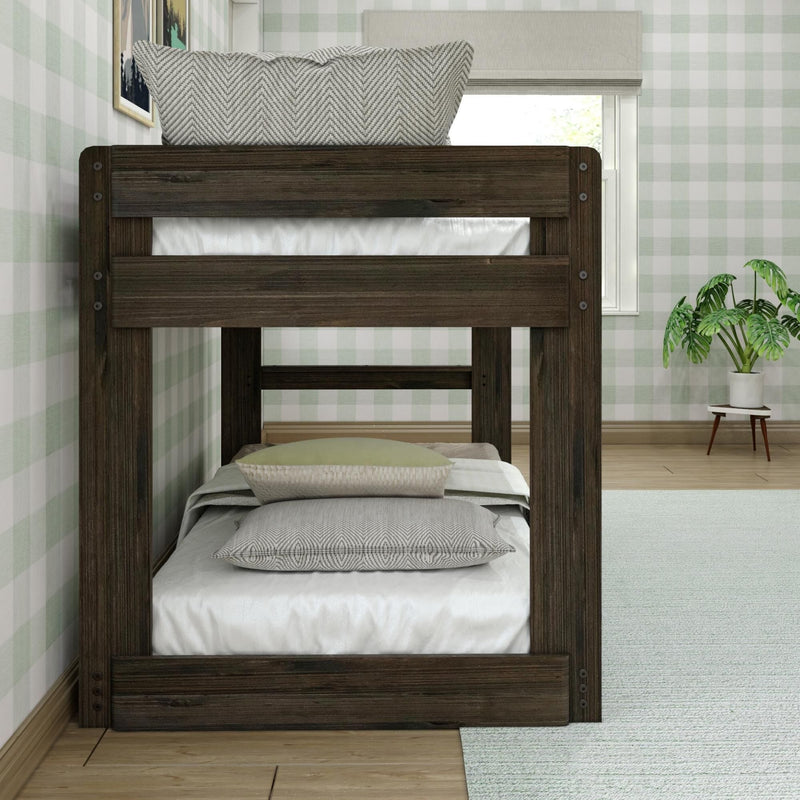 Mid-Century Modern Twin Over Twin Low Bunk Bed view 4