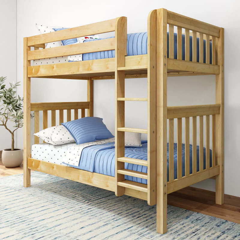 Premium Solid Wood Twin Bunk Bed with Ladder in Natural Canada