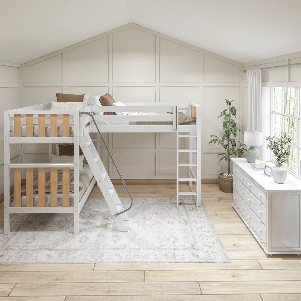 Modern Twin High Corner Loft Bunk Bed