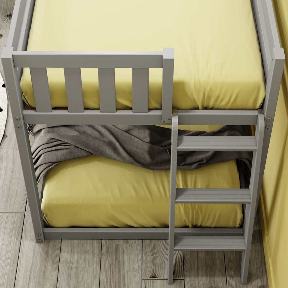 Solid Wood Twin Low Bunk Bed with Ladder on End view 4