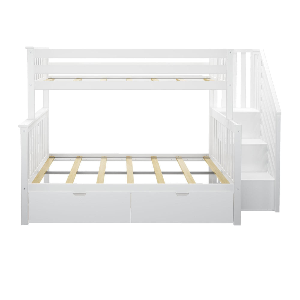 Solid Wood Twin Over Full Bunk Bed with Stairs and Storage view 4