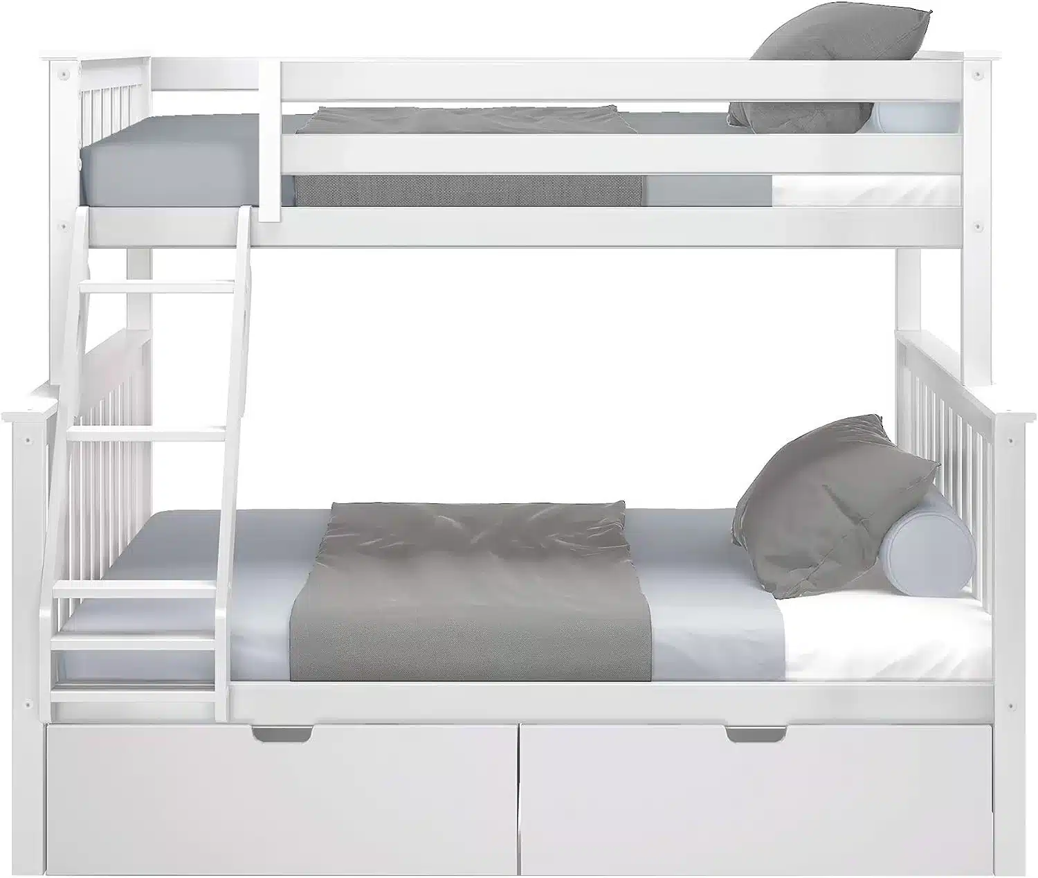 Solid Wood Twin Over Full Bunk Bed with Storage view 4