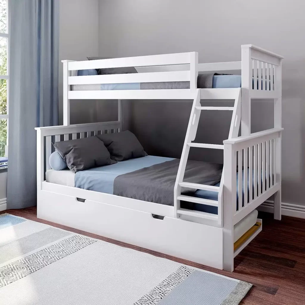 Solid Wood Twin Over Full Bunk Bed with Trundle