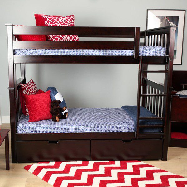 Solid Wood Twin Over Twin Bunk Bed with Storage view 3
