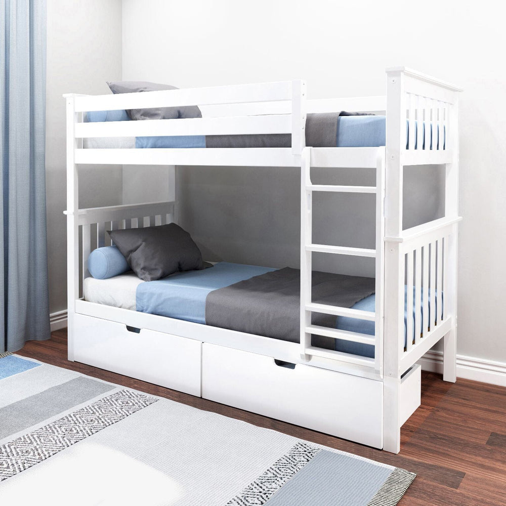 Solid Wood Twin Over Twin Bunk Bed with Storage