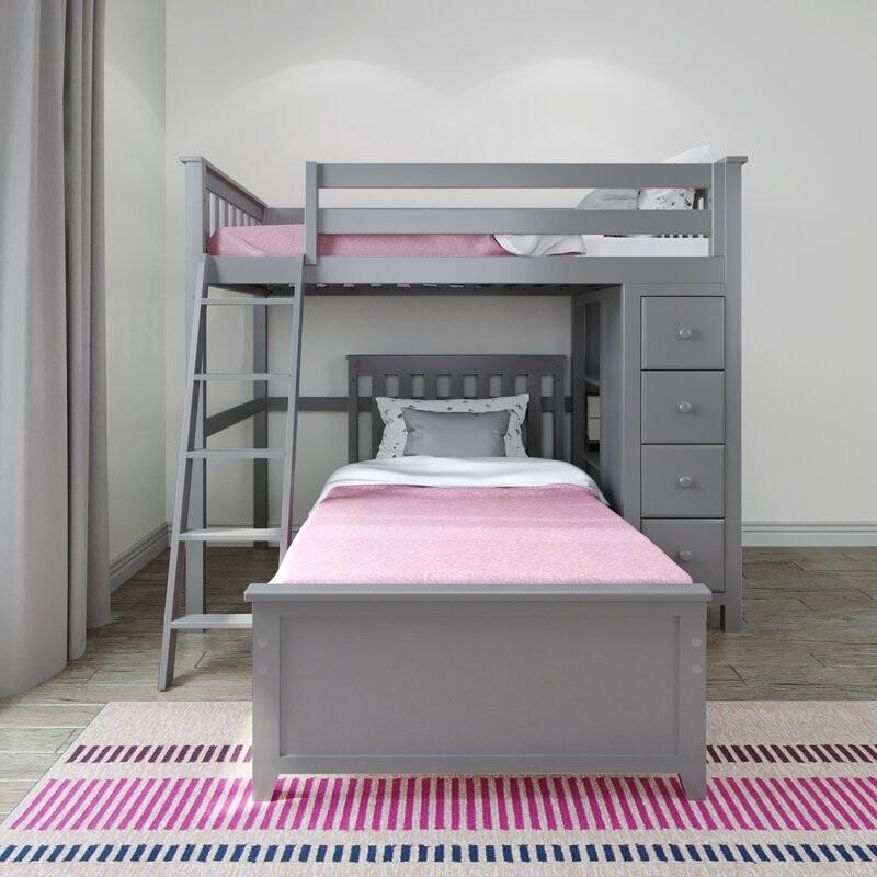 Premium Twin Over Twin High Loft Bed in Grey