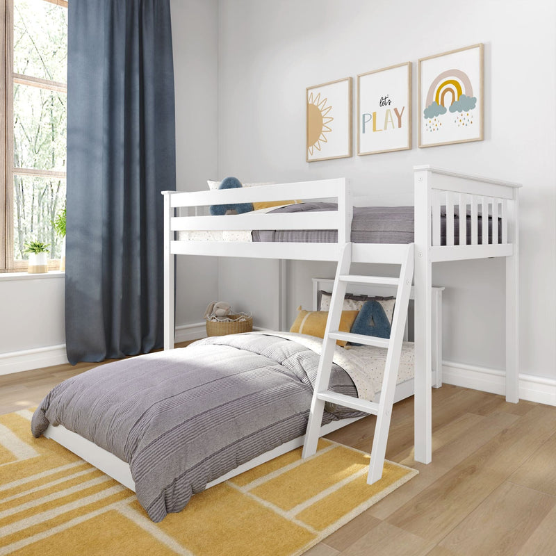 Solid Wood Twin Over Twin L-Shaped Low Bunk Bed