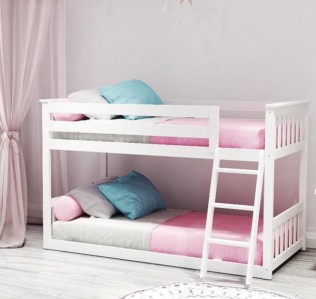 Solid Wood Twin Over Twin Low Bunk Bed