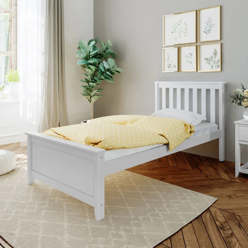 Solid Wood Twin Platform Bed with Slatted Headboard