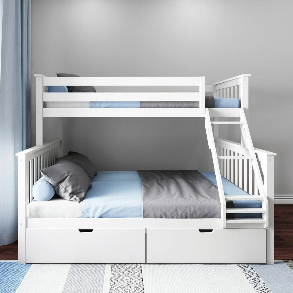 Solid Wood Twin XL Over Queen Bunk Bed view 2