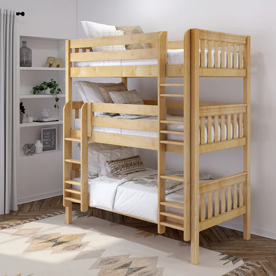 Premium Twin XL Triple Bunk Bed with Straight Ladders