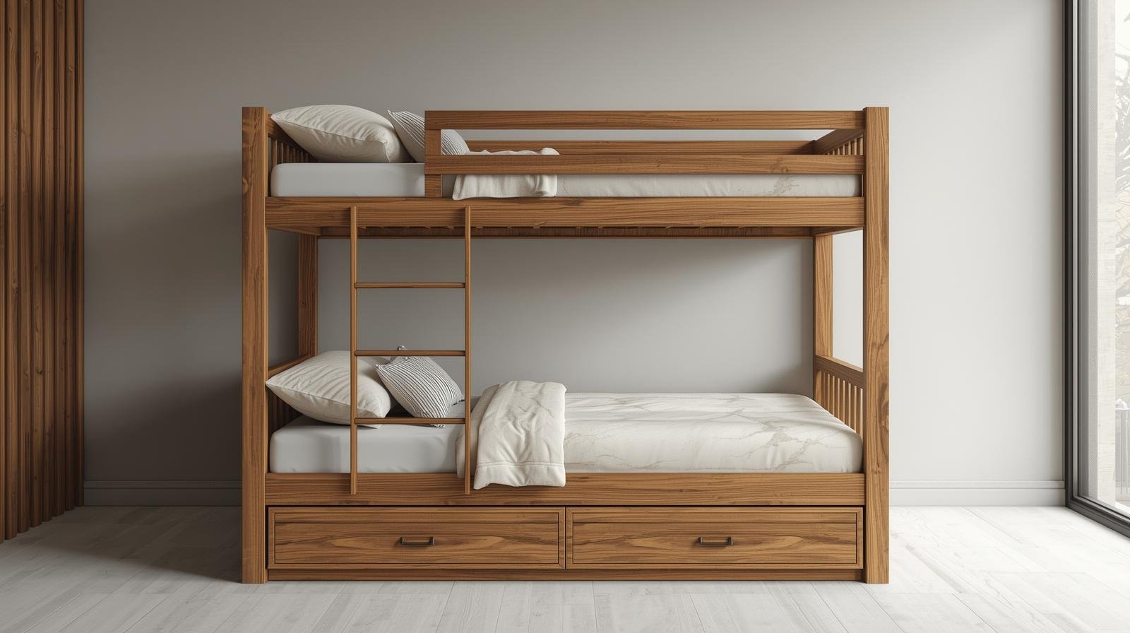 Oakwood Twin Over Twin Wooden Bunk Bed - Image 2